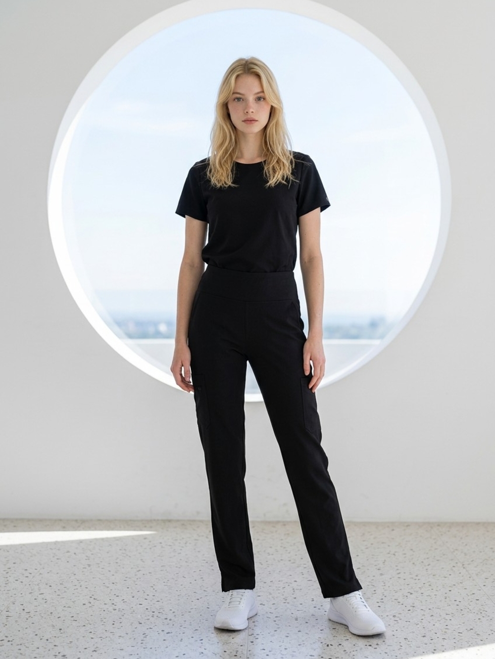 FIGS Black Healthcare Professionals Pregnancy High-Rise Band Scrub Pants S
